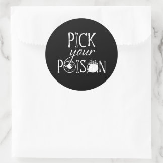 Kies Je Vergif, Grappige Heksen Thema BLK Hallowee Ronde Sticker