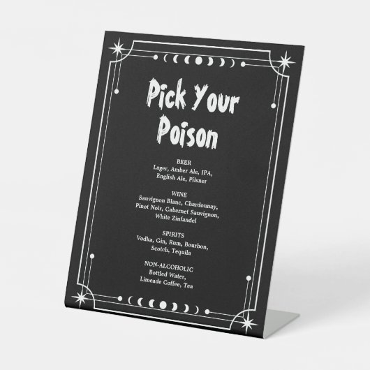 Kies je vergif Halloween Bar Reclamebord Met Voetstuk (Voorkant)