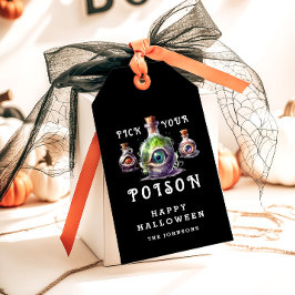 Kies je vergif Halloween cocktail party Cadeaulabel
