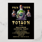 Kies je vergif Halloween Cocktail Party Gold Folie Uitnodiging (Voorkant)