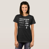 Kies je wapen C++, Java, Python, C-code Pro T-shirt (Voorkant volledig)