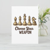 Kies Je Wapen Grappige Schaakstukken Speler Kaart (Staand voorkant)