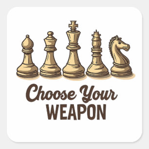 Kies Je Wapen Grappige Schaakstukken Speler Vierkante Sticker
