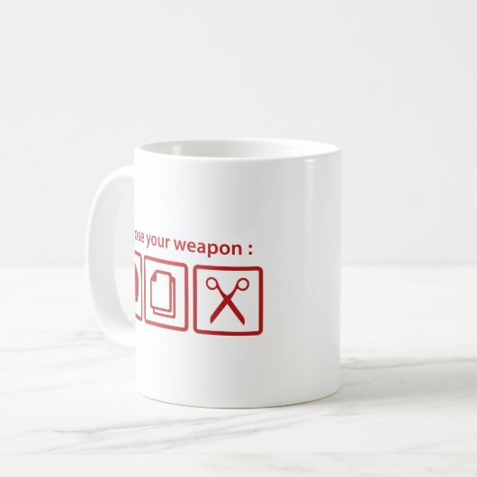 Kies je wapen koffiemok (Voorkant links)