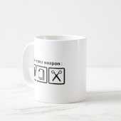 Kies je wapen koffiemok (Voorkant links)