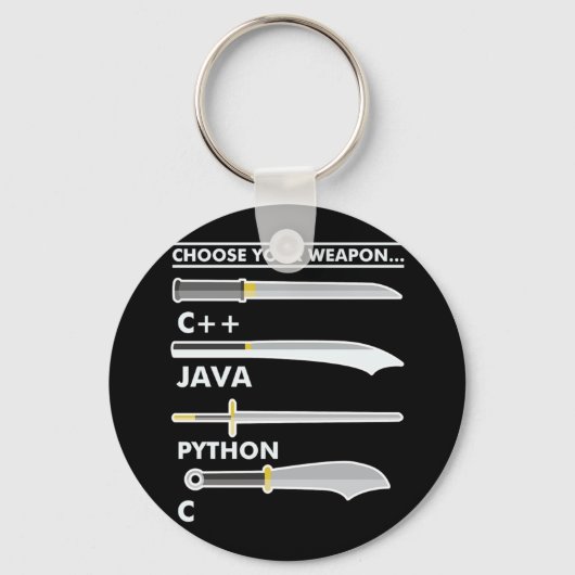 Kies je Weapon C Java Python Programmer Codering Sleutelhanger (Voorkant)