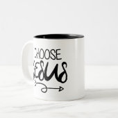 Kies Jesus Art Gospel Graphics Christelijk Art Quo Tweekleurige Koffiemok (Voorkant links)