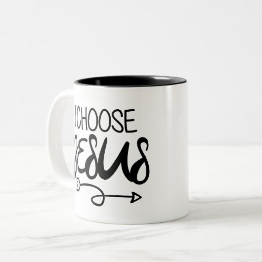 Kies Jesus Art Gospel Graphics Christelijk Art Quo Tweekleurige Koffiemok (Voorkant links)