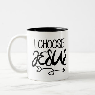 Kies Jesus Art Gospel Graphics Christelijk Art Quo Tweekleurige Koffiemok