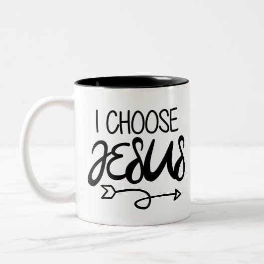 Kies Jesus Art Gospel Graphics Christelijk Art Quo Tweekleurige Koffiemok (Links)