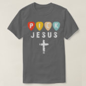 Kies Jesus Retro  Guitar Pick T-shirt (Design voorkant)
