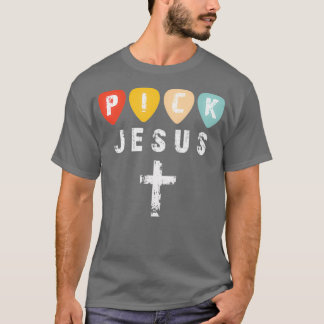 Kies Jesus Retro  Guitar Pick T-shirt