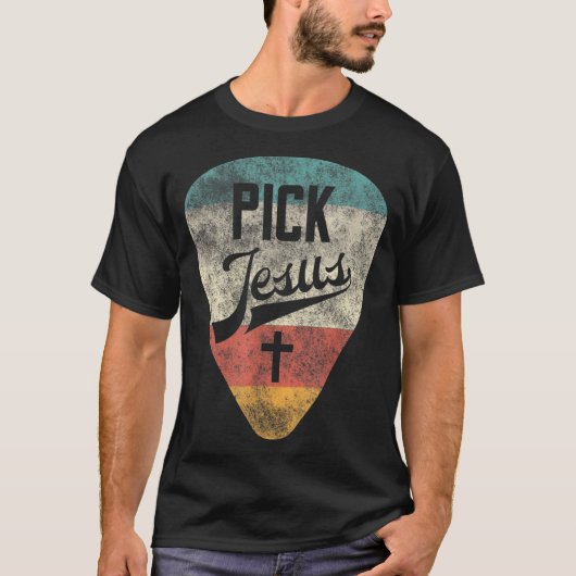 Kies Jezus Christelijke muziekpastor Guitar Retro  T-shirt (Voorkant)