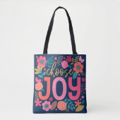 Kies Joy Floral Tote Bag, inspirerend citaat Bag (Voorkant)