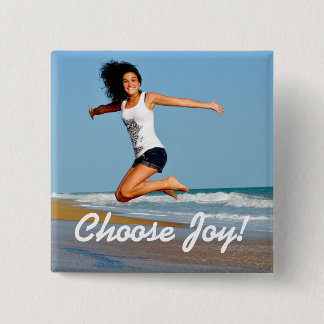 Kies Joy! Happy Woman op Beach Square Button