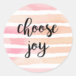 Kies Joy Inspirating Quote Waterverf Wash Roze Ronde Sticker