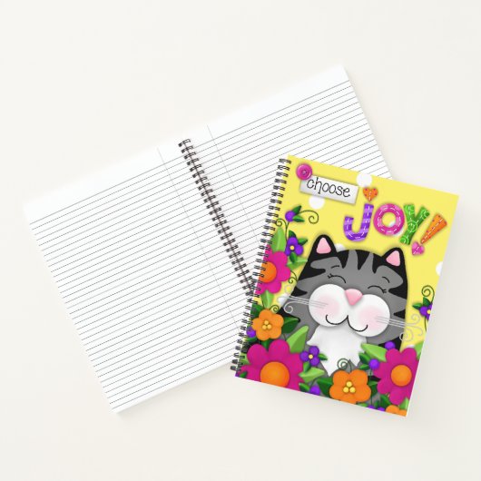 "Kies Joy!" Kleurrijk Cat Custom Spiral Journal Notitieboek (Binnen)