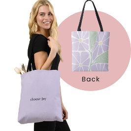 Kies Joy - Paarse bloemen bevestiging Tote Bag