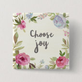 Kies Joy Pastel Floral Vierkante Button 5,1 Cm (Voorkant)