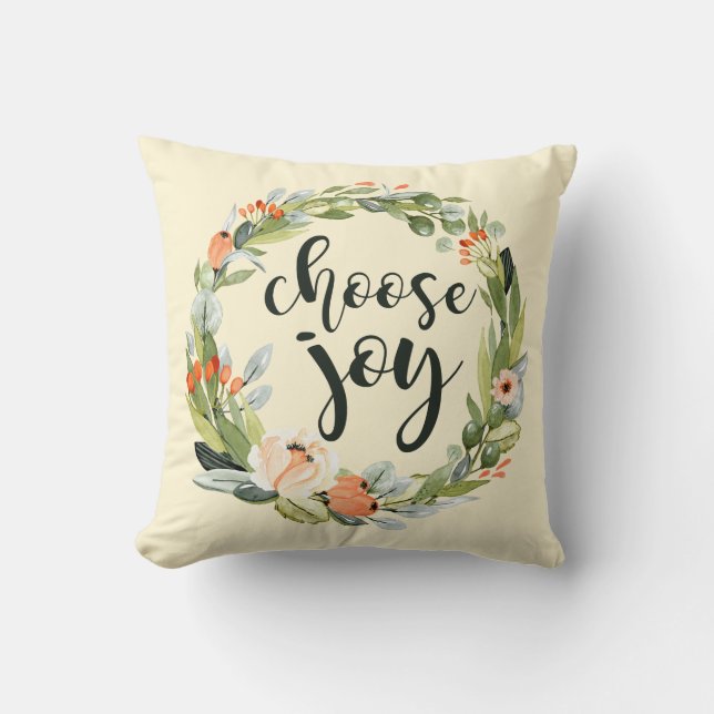 Kies Joy, Waterverf Floral Pillow Kussen (Voorkant)