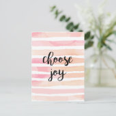 Kies Joy waterverf Roze Strepen inspirerend Briefkaart (Staand voorkant)
