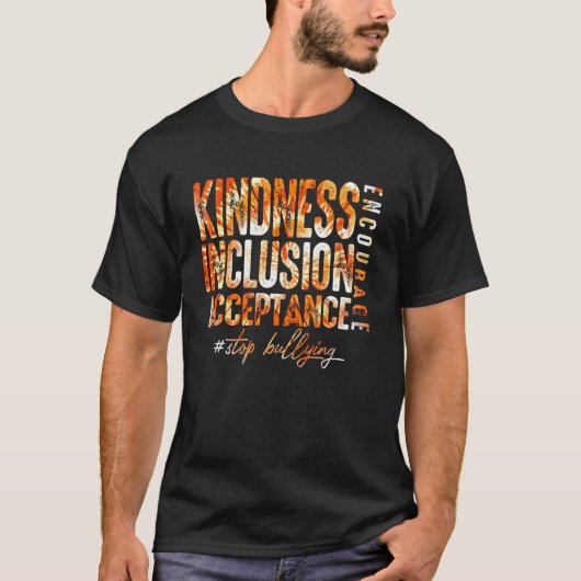 Kies Kindness Acceptatie Inclusion Stop Bullyin T-shirt (Voorkant)