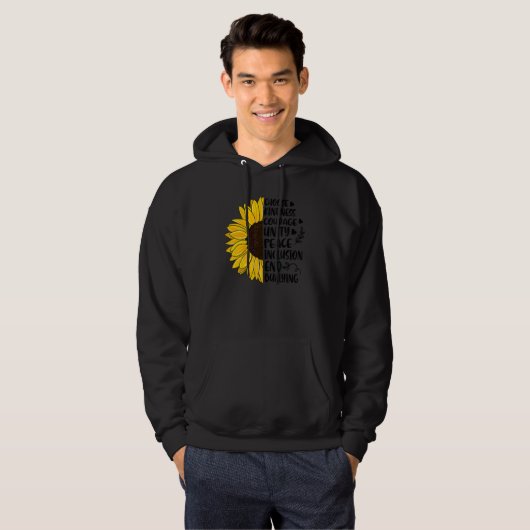 Kies Kindness Courage Unity Peace Sunflower Unit Hoodie (Voorkant volledig)
