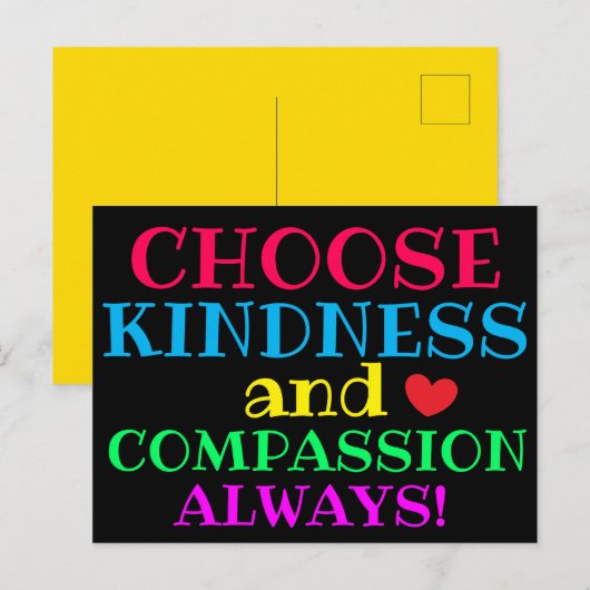 KIES KINDNESS EN COMPASSION Inspirating Quote Briefkaart (Voorkant / Achterkant)