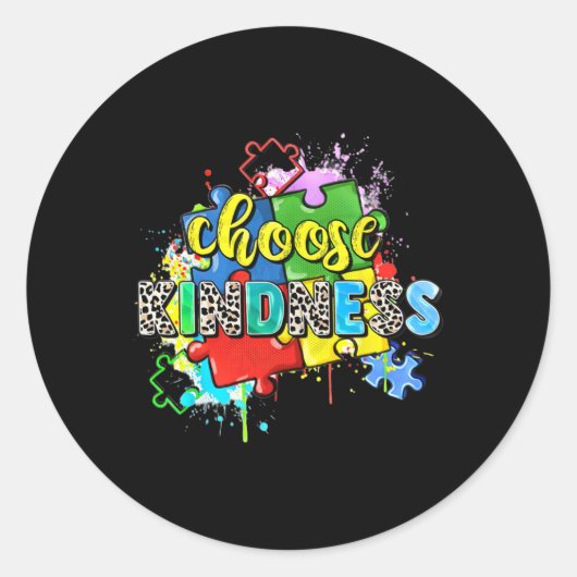 Kies Kindness Puzzle Wereld Autisme Bewustzijnsdag Ronde Sticker (Voorkant)