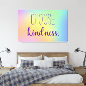 "Kies Kindness." Rainbooggradiënt van pasta Canvas Afdruk (Insitu (Slaapkamer))