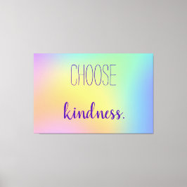 "Kies Kindness." Rainbooggradiënt van pasta Canvas Afdruk