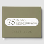 Kies Kleur 75ste verjaardag Gastboek Gastenboek<br><div class="desc">Eenvoudig en elegant olijf aanpasbaar 75e verjaardag gastenboek met een ovale vorm voor teksten   kleine ovale vorm en teksten op de wervelkolom. Met de knop Aanpassen kunt u eenvoudig tekst (lettertype,  kleur,  grootte en positie) en achtergrondkleur wijzigen. Voor alle gelegenheden.</div>