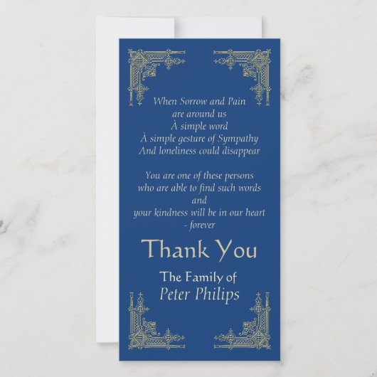 Kies kleur Art deco 3 Sympathie Dank je Bedankkaart (Voorkant)