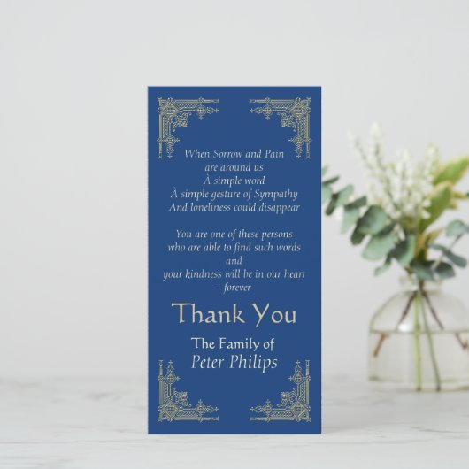 Kies kleur Art deco 3 Sympathie Dank je Bedankkaart (Staand voorkant)