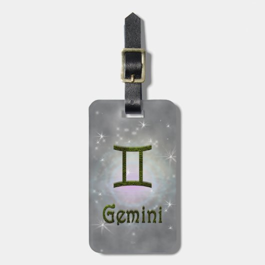 Kies kleur Gemini Zodiac Astrologisch teken Bagagelabel (Voorkant verticaal)