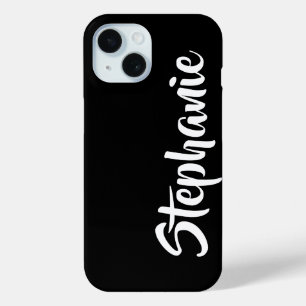 Kies Kleur Gepersonaliseerde Naam Zwart en Wit iPhone 15 Case