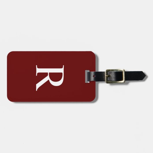 KIES KLEUR of donker Bourgogne Rood Monogram Tas Bagagelabel (Voorkant horizontaal)