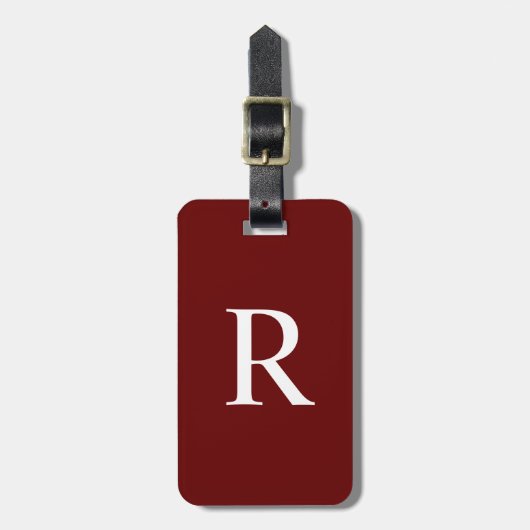 KIES KLEUR of donker Bourgogne Rood Monogram Tas Bagagelabel (Voorkant verticaal)