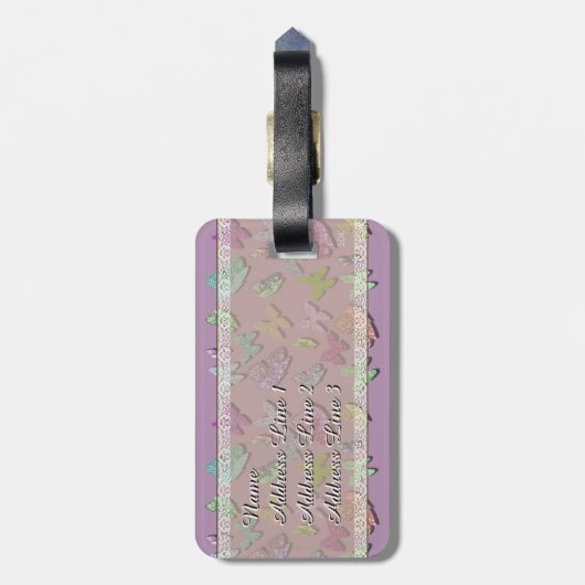 Kies Kleur Vlinders Surrealistisch & Fluttering Bagagelabel (Achterkant verticaal)