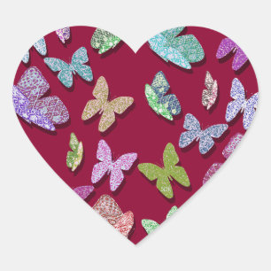 Kies Kleur Vlinders Surrealistisch & Fluttering Hart Sticker