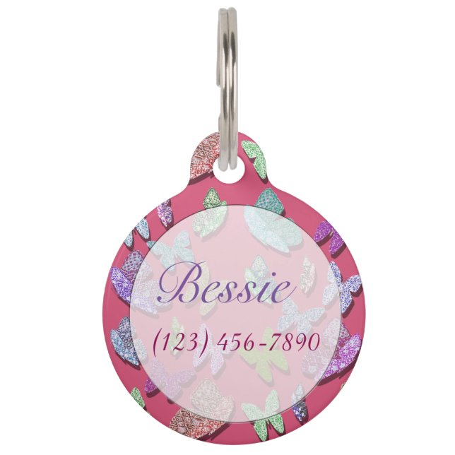 Kies Kleur Vlinders Surrealistisch & Fluttering Huisdierpenning (Achterkant)