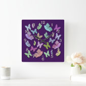 Kies Kleur Vlinders Surrealistisch & Fluttering Vierkante Klok (Huis)