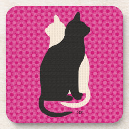 Kies Kleur Zwart Wit Kat Duo Yin Yang Style Bier Onderzetter