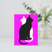 Kies Kleur Zwart Wit Kat Duo Yin Yang Style Briefkaart (Staand voorkant)