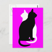 Kies Kleur Zwart Wit Kat Duo Yin Yang Style Briefkaart (Voorkant / Achterkant)