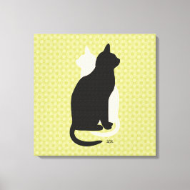 Kies Kleur Zwart Wit Kat Duo Yin Yang Style Canvas Afdruk