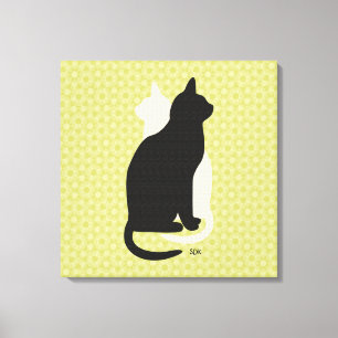 Kies Kleur Zwart Wit Kat Duo Yin Yang Style Canvas Afdruk