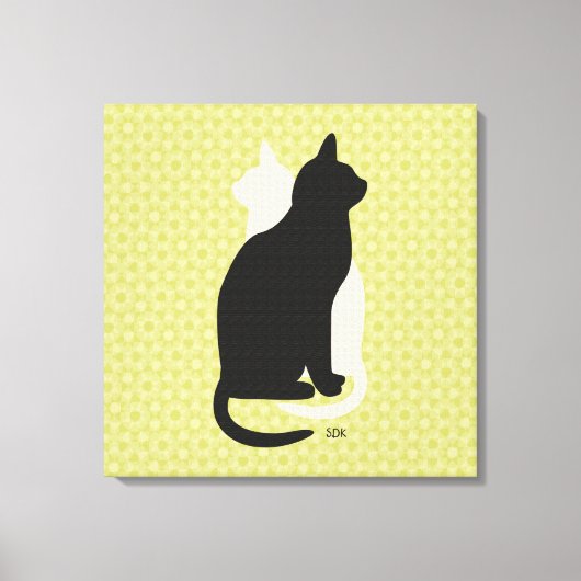 Kies Kleur Zwart Wit Kat Duo Yin Yang Style Canvas Afdruk (Voorkant)