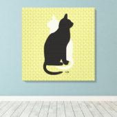 Kies Kleur Zwart Wit Kat Duo Yin Yang Style Canvas Afdruk (Insitu (Houten vloer))