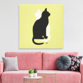 Kies Kleur Zwart Wit Kat Duo Yin Yang Style Canvas Afdruk (Insitu (Woonkamer))